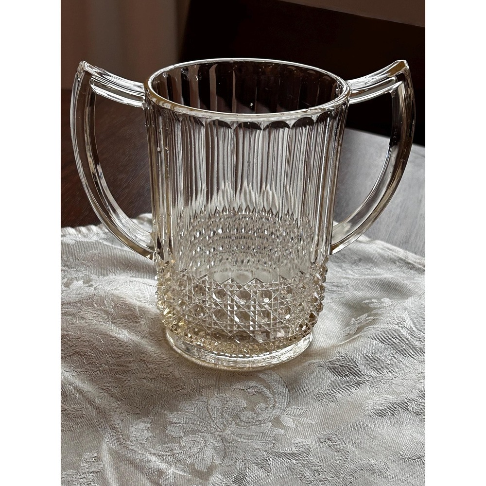 Vintage Tiara Glass Facets Double Handled Sugar/Celery Bowl